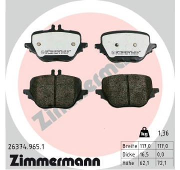 Sada brzdových destiček, kotoučová brzda ZIMMERMANN 26374.965.1