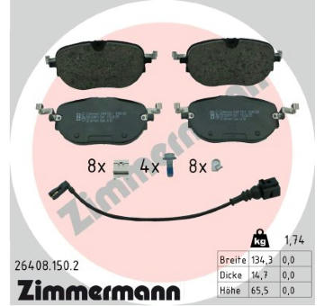 Sada brzdových destiček, kotoučová brzda ZIMMERMANN 26408.150.2