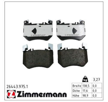Sada brzdových destiček, kotoučová brzda ZIMMERMANN 26443.975.1