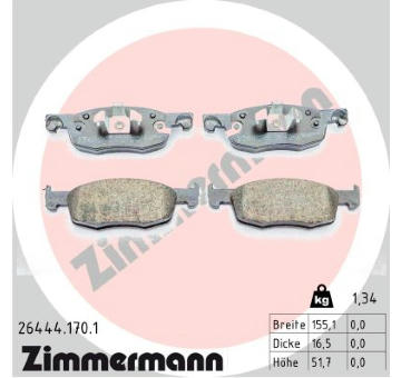 Sada brzdových destiček, kotoučová brzda ZIMMERMANN 26444.170.1