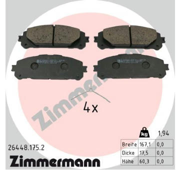 Sada brzdových destiček, kotoučová brzda ZIMMERMANN 26448.175.2