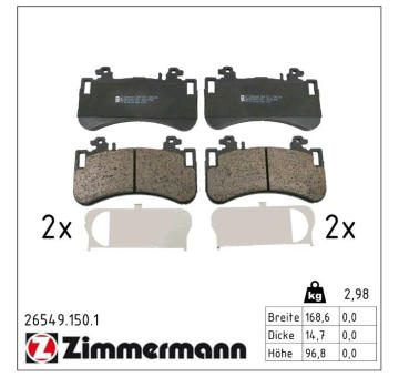Sada brzdových destiček, kotoučová brzda ZIMMERMANN 26549.150.1