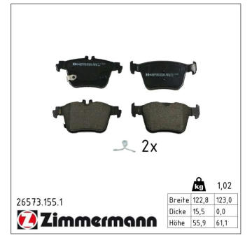 Sada brzdových destiček, kotoučová brzda ZIMMERMANN 26573.155.1