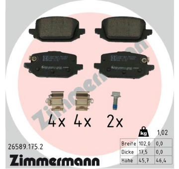 Sada brzdových destiček, kotoučová brzda ZIMMERMANN 26589.175.2