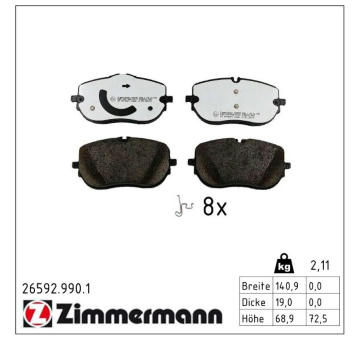 Sada brzdových destiček, kotoučová brzda ZIMMERMANN 26592.990.1