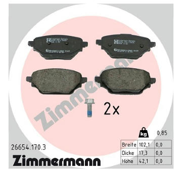 Sada brzdových destiček, kotoučová brzda ZIMMERMANN 26654.170.3