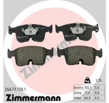 Sada brzdových destiček, kotoučová brzda ZIMMERMANN 26677.170.1