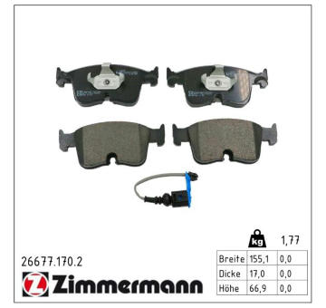 Sada brzdových destiček, kotoučová brzda ZIMMERMANN 26677.170.2