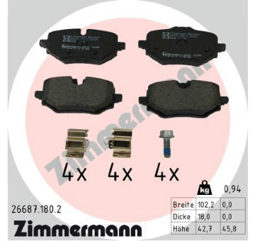 Sada brzdových destiček, kotoučová brzda ZIMMERMANN 26687.180.2