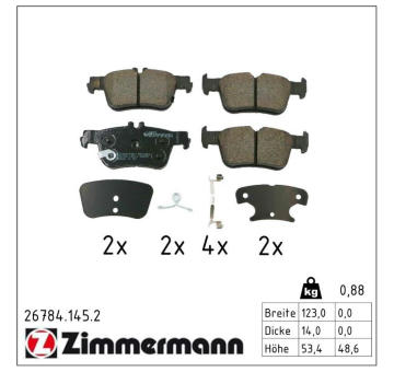 Sada brzdových destiček, kotoučová brzda ZIMMERMANN 26784.145.2