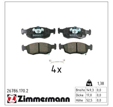 Sada brzdových destiček, kotoučová brzda ZIMMERMANN 26786.170.2