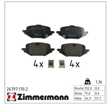 Sada brzdových destiček, kotoučová brzda ZIMMERMANN 26797.170.2