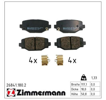 Sada brzdových destiček, kotoučová brzda ZIMMERMANN 26841.180.2