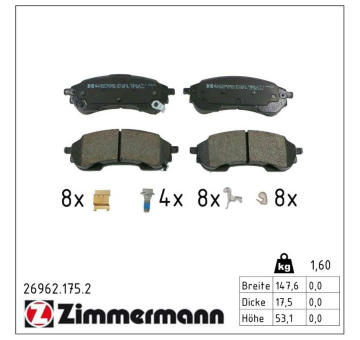 Sada brzdových destiček, kotoučová brzda ZIMMERMANN 26962.175.2