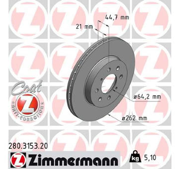 Brzdový kotouč ZIMMERMANN 280.3153.20