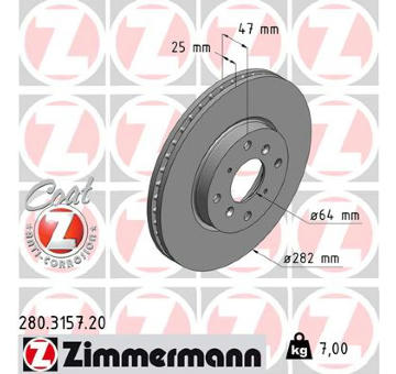 Brzdový kotouč ZIMMERMANN 280.3157.20