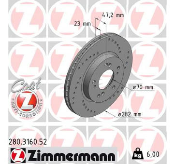 Brzdový kotouč ZIMMERMANN 280.3160.52