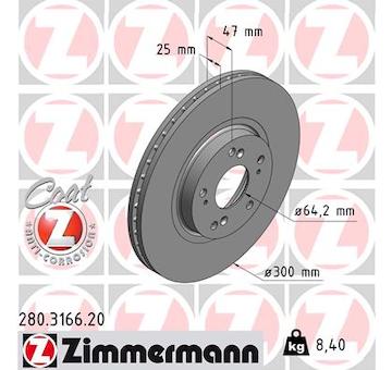 Brzdový kotouč ZIMMERMANN 280.3166.20