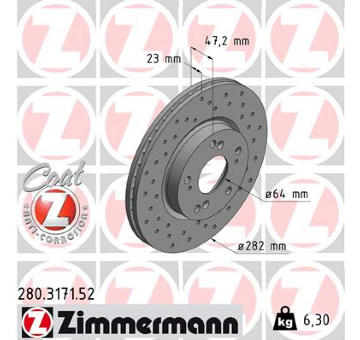 Brzdový kotouč ZIMMERMANN 280.3171.52