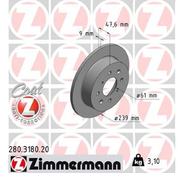 Brzdový kotouč ZIMMERMANN 280.3180.20