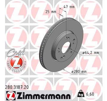 Brzdový kotouč ZIMMERMANN 280.3187.20