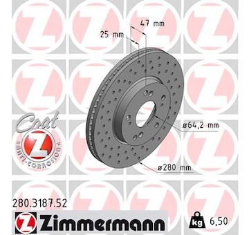 Brzdový kotouč ZIMMERMANN 280.3187.52