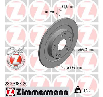 Brzdový kotouč ZIMMERMANN 280.3188.20