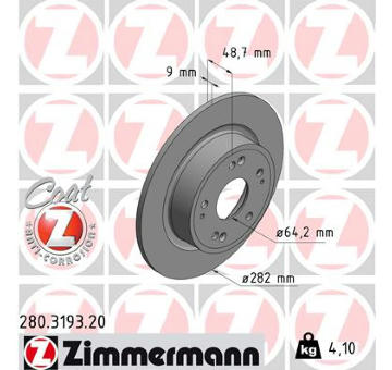 Brzdový kotouč ZIMMERMANN 280.3193.20