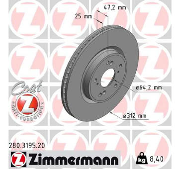 Brzdový kotouč ZIMMERMANN 280.3195.20