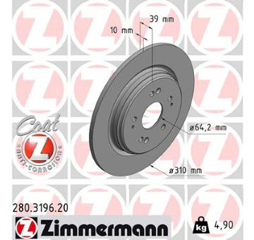 Brzdový kotouč ZIMMERMANN 280.3196.20