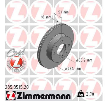 Brzdový kotúč ZIMMERMANN 285.3515.20