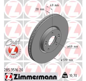 Brzdový kotouč ZIMMERMANN 285.3516.20