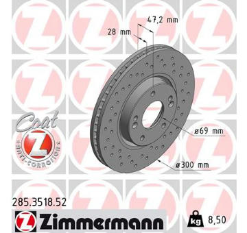 Brzdový kotouč ZIMMERMANN 285.3518.52