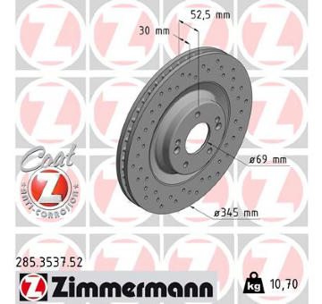 Brzdový kotouč ZIMMERMANN 285.3537.52