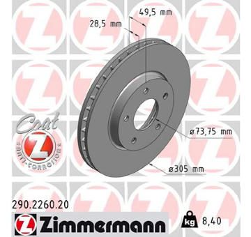 Brzdový kotouč ZIMMERMANN 290.2260.20