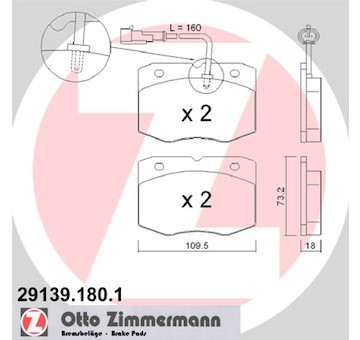 Sada brzdových destiček, kotoučová brzda ZIMMERMANN 29139.180.1