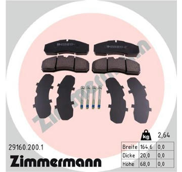 Sada brzdových destiček, kotoučová brzda ZIMMERMANN 29160.200.1