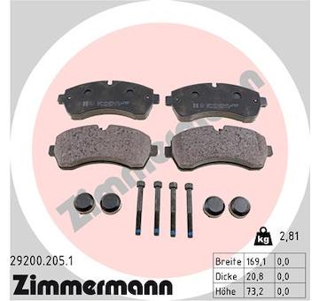 Sada brzdových destiček, kotoučová brzda ZIMMERMANN 29200.205.1