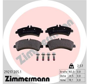 Sada brzdových destiček, kotoučová brzda ZIMMERMANN 29217.205.1