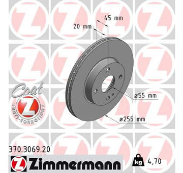 Brzdový kotouč ZIMMERMANN 370.3069.20