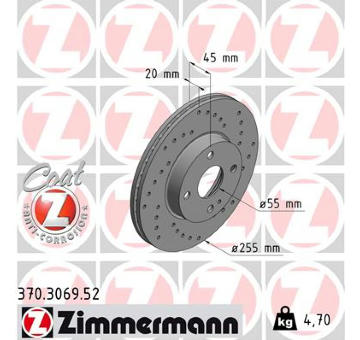 Brzdový kotouč ZIMMERMANN 370.3069.52