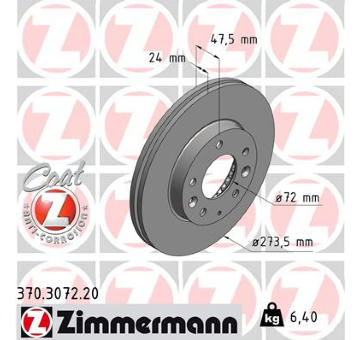 Brzdový kotouč ZIMMERMANN 370.3072.20