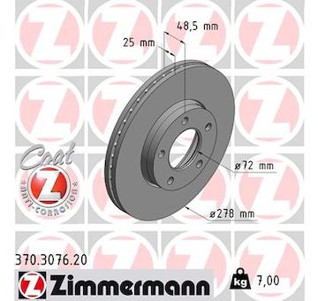 Brzdový kotouč ZIMMERMANN 370.3076.20