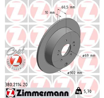 Brzdový kotouč ZIMMERMANN 380.2114.20