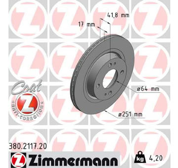 Brzdový kotouč ZIMMERMANN 380.2117.20