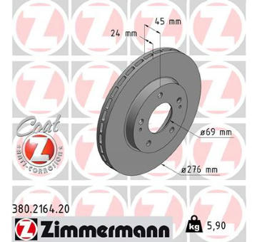 Brzdový kotúč ZIMMERMANN 380.2164.20