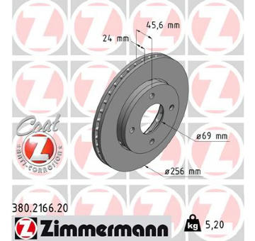 Brzdový kotouč ZIMMERMANN 380.2166.20