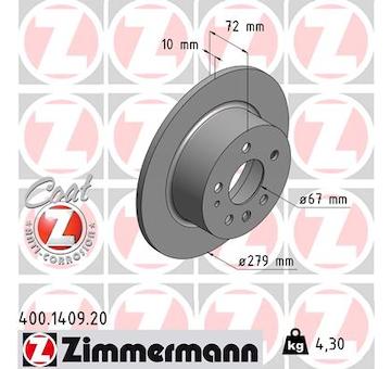 Brzdový kotouč ZIMMERMANN 400.1409.20