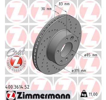 Brzdový kotouč ZIMMERMANN 400.3614.52