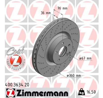 Brzdový kotouč ZIMMERMANN 400.3634.20